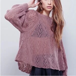 Free People Lights Will Shine‎ On Alpaca Blend Sweater Brown Size Small